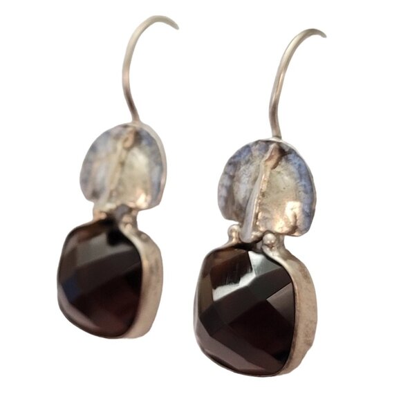 Silpada Faceted Square Smoky Quartz Sterling Silver French Hook Earrings, E738 - Picture 6 of 9